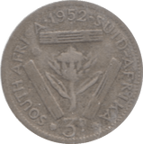 1952 SOUTH AFRICA SILVER THREEPENCE - SILVER WORLD COINS - Cambridgeshire Coins