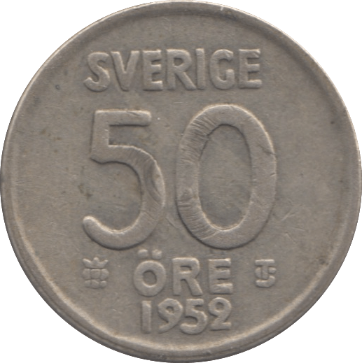 1952 SWEDEN 50 ORE - WORLD COINS - Cambridgeshire Coins