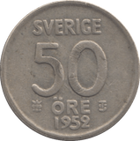 1952 SWEDEN 50 ORE - WORLD COINS - Cambridgeshire Coins