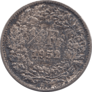 1952 SWITZERLAND HALF FRANC - WORLD COINS - Cambridgeshire Coins