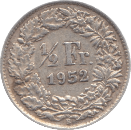 1952 SWITZERLAND SILVER 1/2 FRANC REF 33 - WORLD COINS - Cambridgeshire Coins
