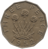1952 THREEPENCE 2 ( EF ) - Threepence - Cambridgeshire Coins