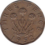 1952 THREEPENCE ( EF ) - Threepence - Cambridgeshire Coins