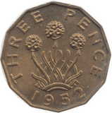 1952 THREEPENCE ( UNC ) 26 - Threepence - Cambridgeshire Coins