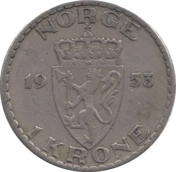 1953 1 KRONE NORWAY - WORLD COINS - Cambridgeshire Coins