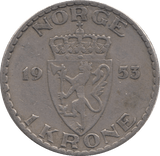 1953 1 KRONE NORWAY - WORLD COINS - Cambridgeshire Coins