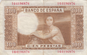 1953 100 PESETAS MADRID BANKNOTE REF 1393 - World Banknotes - Cambridgeshire Coins