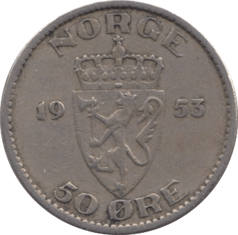 1953 50 ORE NORWAY - WORLD COINS - Cambridgeshire Coins