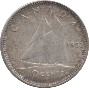 1953 CANADA 10 CENTS - WORLD COINS - Cambridgeshire Coins