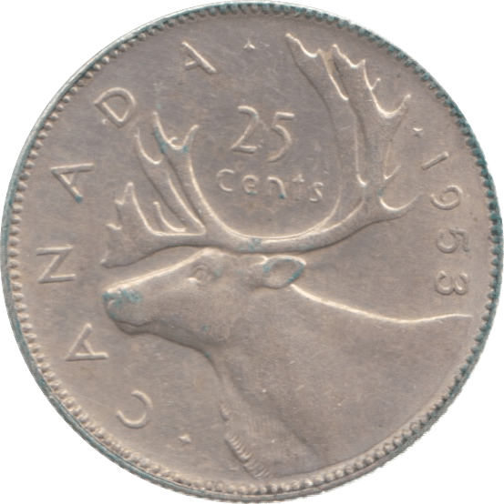 1953 CANADA 25 CENTS - WORLD COINS - Cambridgeshire Coins