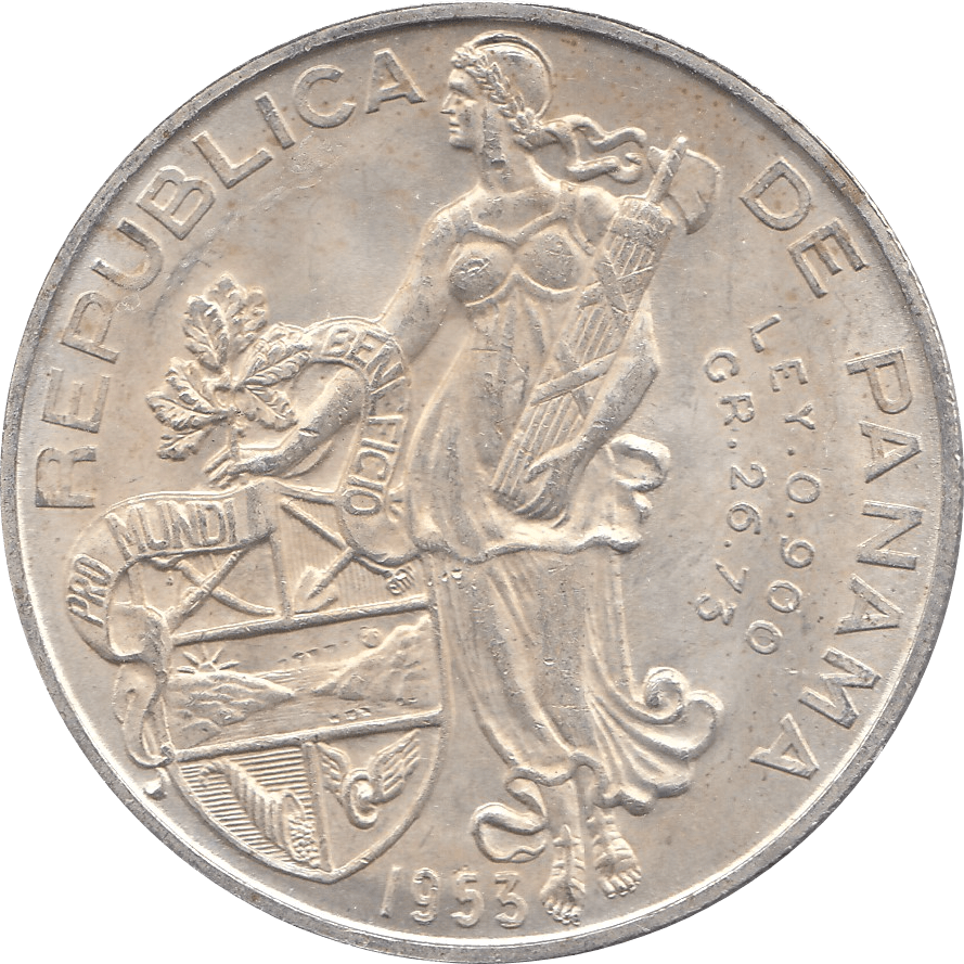 1953 SILVER 1 BALBOA PANAMA A - WORLD SILVER COINS - Cambridgeshire Coins