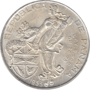 1953 SILVER 1 BALBOA PANAMA B - WORLD SILVER COINS - Cambridgeshire Coins