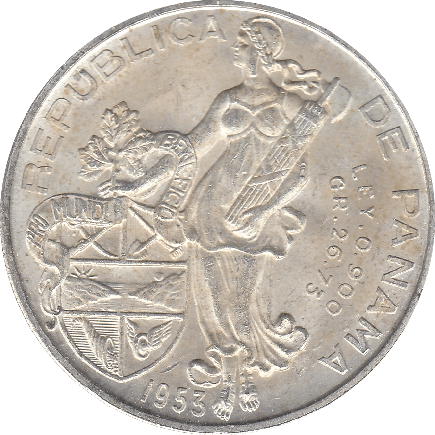 1953 SILVER 1 BALBOA PANAMA B - WORLD SILVER COINS - Cambridgeshire Coins