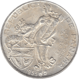 1953 SILVER 1 BALBOA PANAMA B - WORLD SILVER COINS - Cambridgeshire Coins