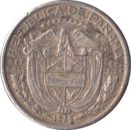 1953 SILVER 1/10 BALBOA PANAMA - WORLD COINS - Cambridgeshire Coins