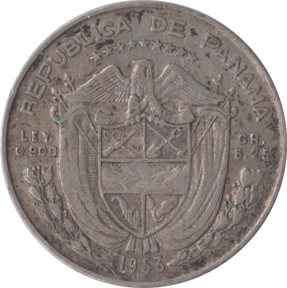 1953 SILVER 1/10 BALBOA PANAMA - WORLD COINS - Cambridgeshire Coins