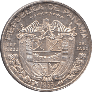 1953 SILVER 2 1/2 BALBOA PANAMA A - WORLD SILVER COINS - Cambridgeshire Coins
