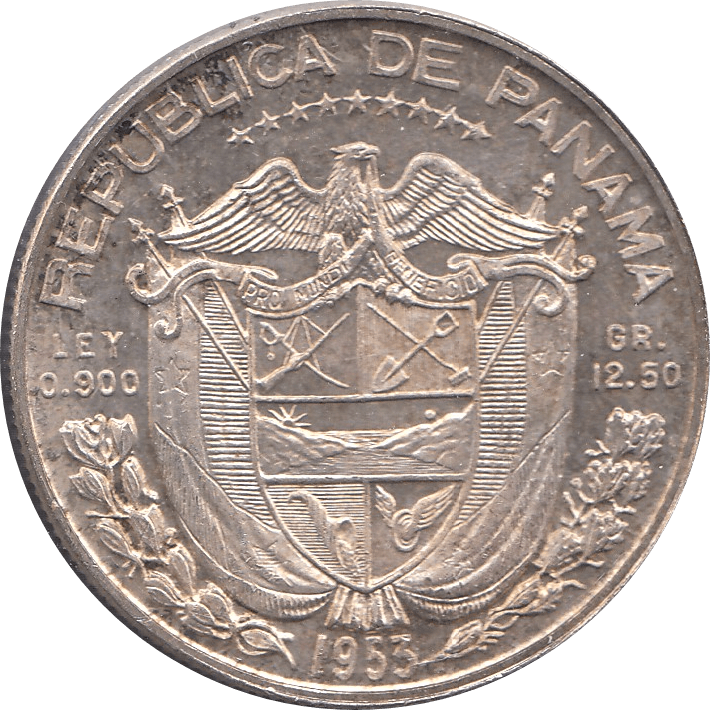 1953 SILVER 2 1/2 BALBOA PANAMA A - WORLD SILVER COINS - Cambridgeshire Coins