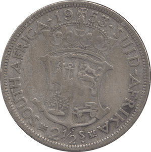 1953 SILVER 2 1/2 SHILLING SOUTH AFRICA - SILVER WORLD COINS - Cambridgeshire Coins
