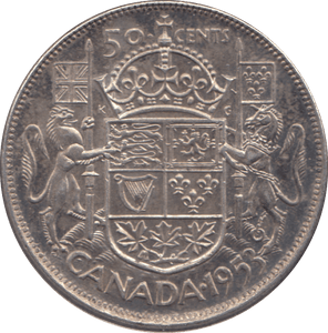 1953 SILVER FIFTY CENTS CANADA - WORLD SILVER COINS - Cambridgeshire Coins