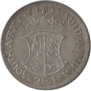 1953 SILVER SOUTH AFRICAN 2 1/2 SHILLINGS - SILVER WORLD COINS - Cambridgeshire Coins