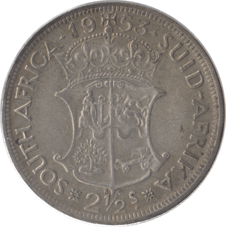1953 SILVER SOUTH AFRICAN 2 1/2 SHILLINGS - SILVER WORLD COINS - Cambridgeshire Coins