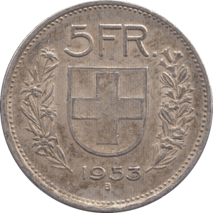 1953 SWITZERLAND 5 FRANCS - WORLD COINS - Cambridgeshire Coins