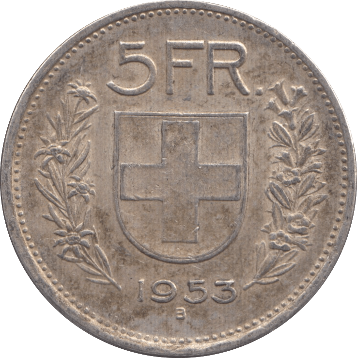 1953 SWITZERLAND 5 FRANCS - WORLD COINS - Cambridgeshire Coins