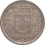 1953 SWITZERLAND 5 FRANCS - WORLD COINS - Cambridgeshire Coins