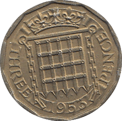 1953 THREEPENCE ( EF ) BRASS - Threepence - Cambridgeshire Coins