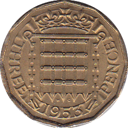 1953 THREEPENCE ( UNC ) - Threepence - Cambridgeshire Coins