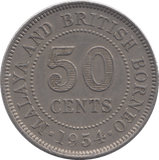 1954 50 CENTS BRITISH BORNEO - WORLD COINS - Cambridgeshire Coins