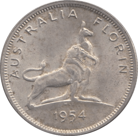 1954 B SILVER ONE FLORIN AUSTRALIA - SILVER WORLD COINS - Cambridgeshire Coins
