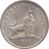 1954 B SILVER ONE FLORIN AUSTRALIA - SILVER WORLD COINS - Cambridgeshire Coins