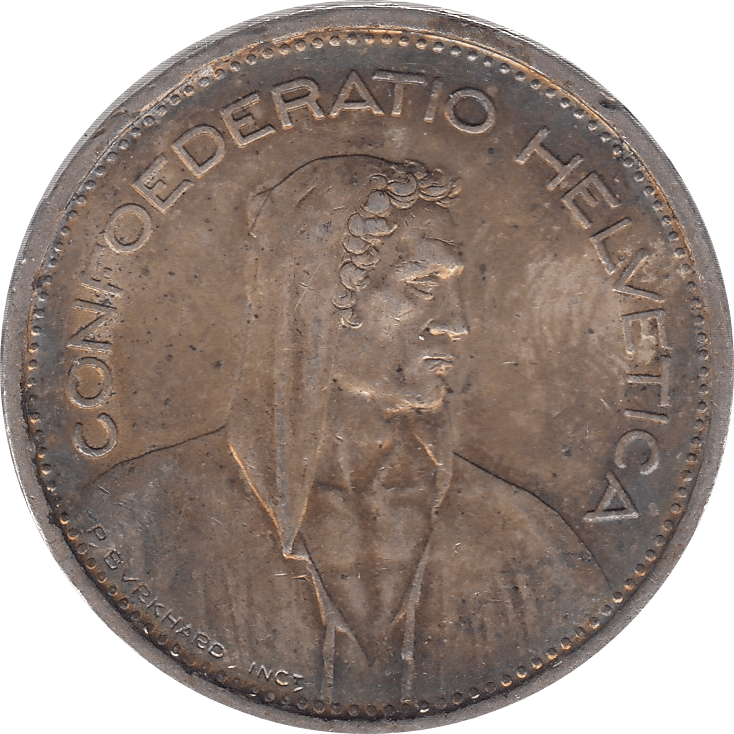 1954 SILVER 5 FRANC SWITZERLAND B - SILVER WORLD COINS - Cambridgeshire Coins