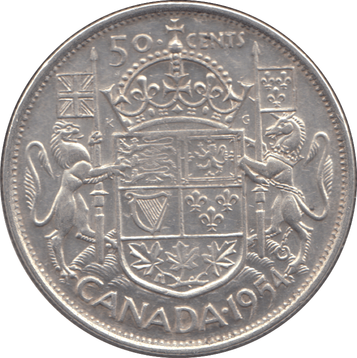 1954 SILVER FIFTY CENTS CANADA - WORLD SILVER COINS - Cambridgeshire Coins