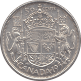 1954 SILVER FIFTY CENTS CANADA - WORLD SILVER COINS - Cambridgeshire Coins