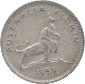 1954 SILVER FLORIN AUSTRALIA - SILVER WORLD COINS - Cambridgeshire Coins