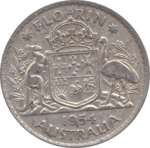 1954 SILVER FLORIN AUSTRALIA - SILVER WORLD COINS - Cambridgeshire Coins