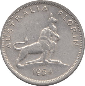 1954 SILVER ONE FLORIN AUSTRALIA - SILVER WORLD COINS - Cambridgeshire Coins