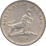 1954 SILVER ONE FLORIN AUSTRALIA - SILVER WORLD COINS - Cambridgeshire Coins