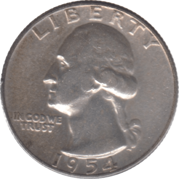 1954 USA SILVER 1/4 DOLLAR - SILVER WORLD COINS - Cambridgeshire Coins