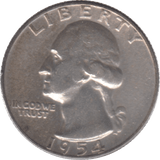 1954 USA SILVER 1/4 DOLLAR - SILVER WORLD COINS - Cambridgeshire Coins