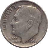 1954 USA SILVER DIME DENVER MINT - SILVER WORLD COINS - Cambridgeshire Coins