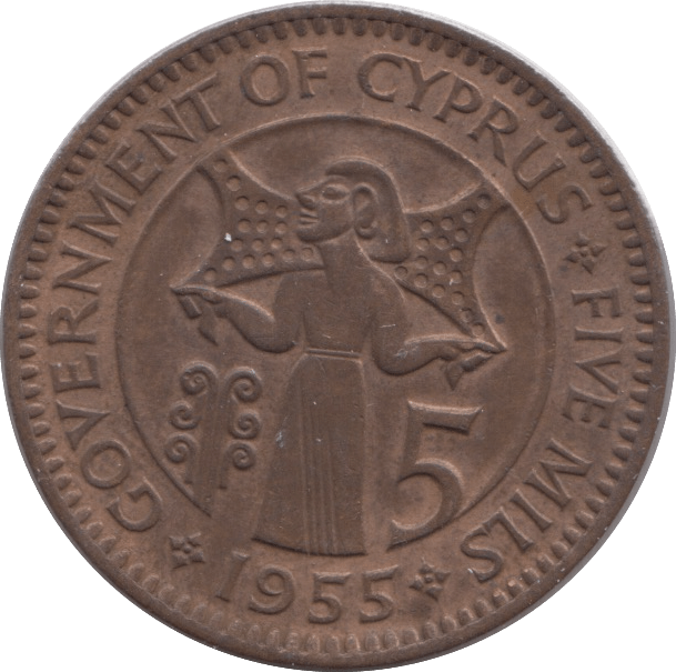 1955 5 MILS CYPRUS - WORLD COINS - Cambridgeshire Coins