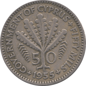 1955 50 MILS CYPRUS - WORLD COINS - Cambridgeshire Coins