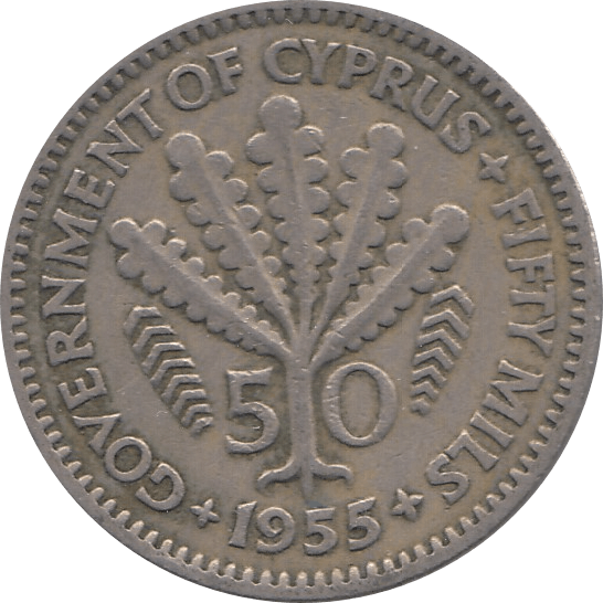 1955 50 MILS CYPRUS - WORLD COINS - Cambridgeshire Coins