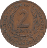 1955 BRITISH CARIBBEAN TERRITORIES 2 CENT - WORLD COINS - Cambridgeshire Coins