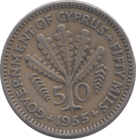 1955 CYPRUS 50 MILS - WORLD COINS - Cambridgeshire Coins