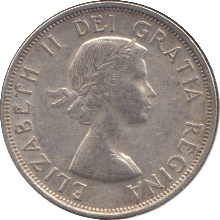 1955 SILVER FIFTY CENTS CANADA - WORLD SILVER COINS - Cambridgeshire Coins